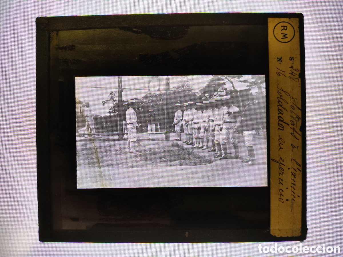 Alte Fotografie: FOTOGRAFIA SOBRE VIDRIO MILITAR - SOLDADOS EN EJERCICIO