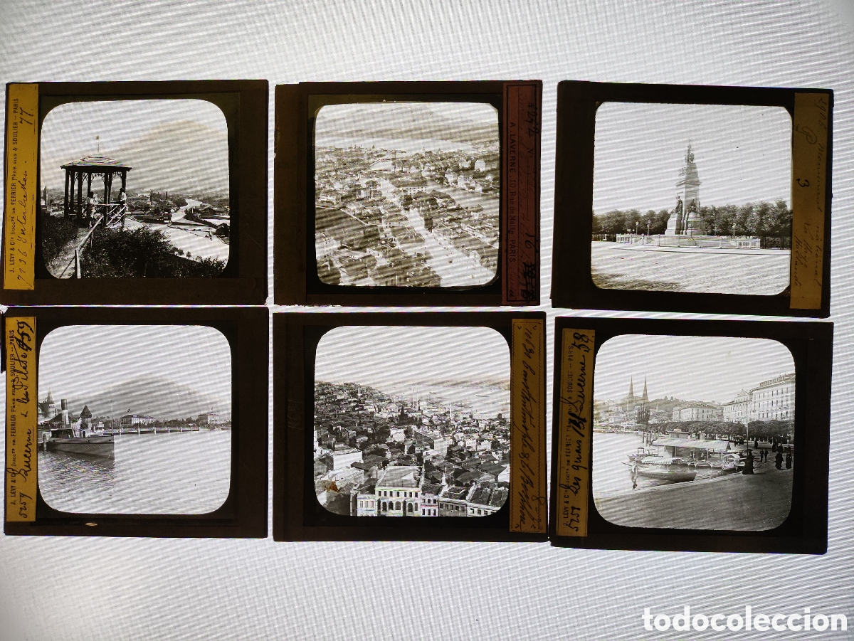 Alte Fotografie: CONJUNTO DE 6 FOTOGRAF&Iacute;AS SOBRE VIDRIO - VISTAS Y MONUMENTOS DE EUROPA