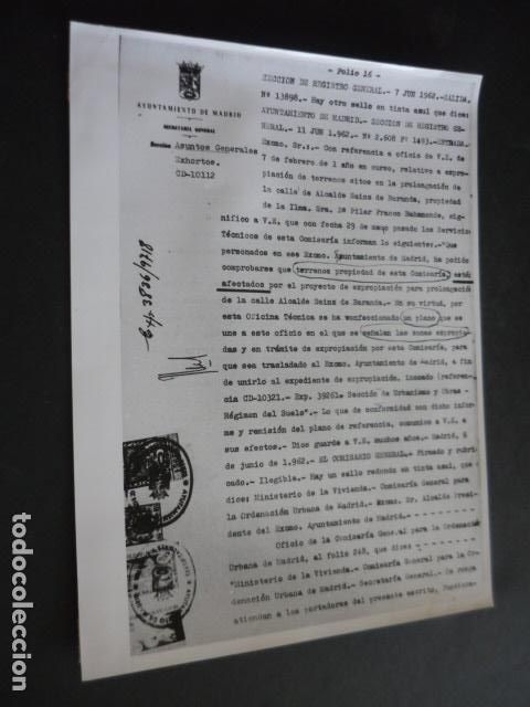Fotografia antiga: PILAR FRANCO DOCUMENTO TERRENOS EN MADRID ANTIGUA FOTOGRAFIA ORIGINAL 18 X 24 CM