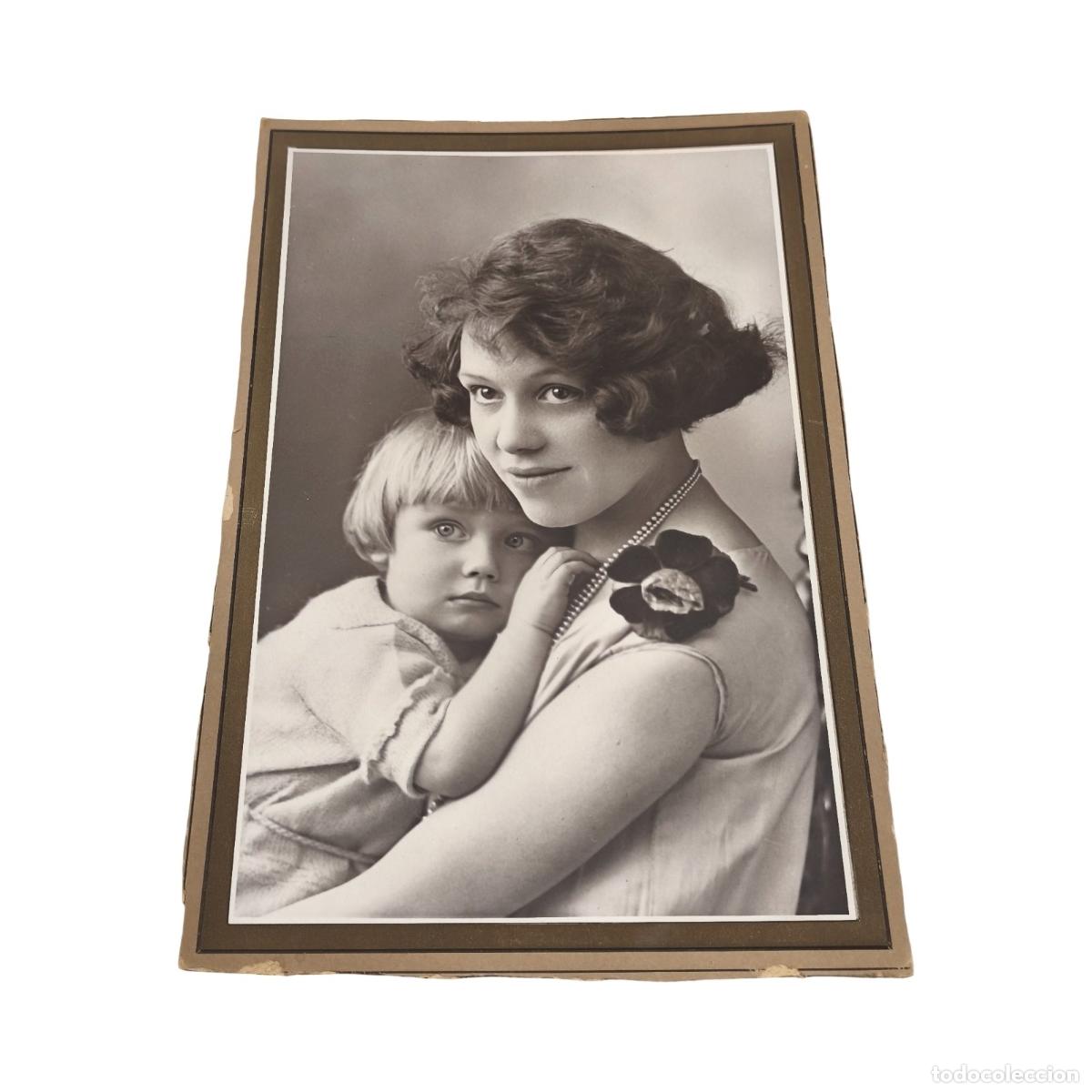 Fotograf&iacute;a antigua: Fotograf&iacute;a Antigua C. 1920-1930 - Retrato De Estudio Maternidad (Madre E Hijo) - Moda Y Peinado A&ntilde;os