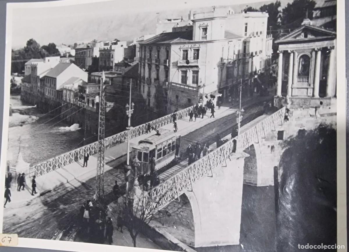 Fotograf&iacute;a antigua: T&iacute;tulo: Murcia &ndash; Puente Viejo / Puente de los Peligros con tranv&iacute;a Tipo: fotograf&iacute;a original