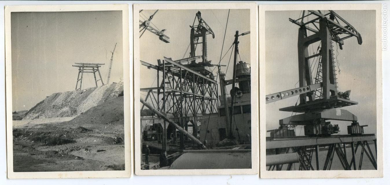 Fotograf&iacute;a antigua: Lote seis fotos de Riotinto, Nerva, 1968 construcci&oacute;n castillete del Pozo Rotilio, minas