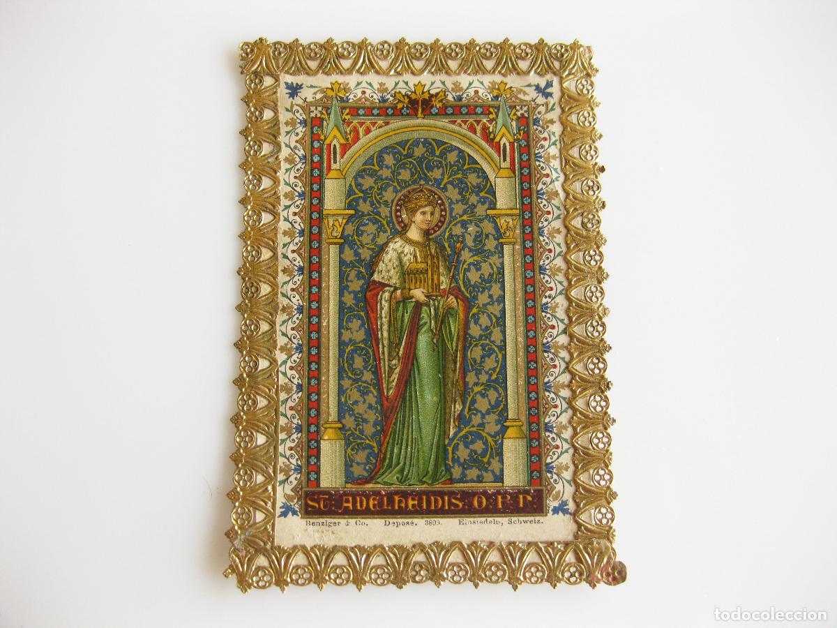 Fotograf&iacute;a antigua: ANTIGUA ESTAMPA RELIGIOSA TROQUELADA DE STA ADELAIDIS. SANTA ADELAIDA EMPERATRIZ