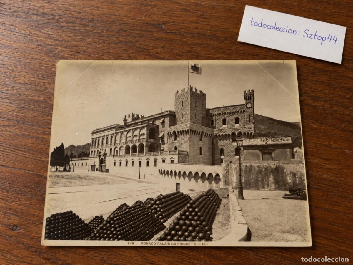 Fotograf&iacute;a antigua: Fotograf&iacute;a Antigua de &Eacute;poca - Monaco, Palais du Prince / Vista con Ca&ntilde;ones - C. 1900 / Vintage