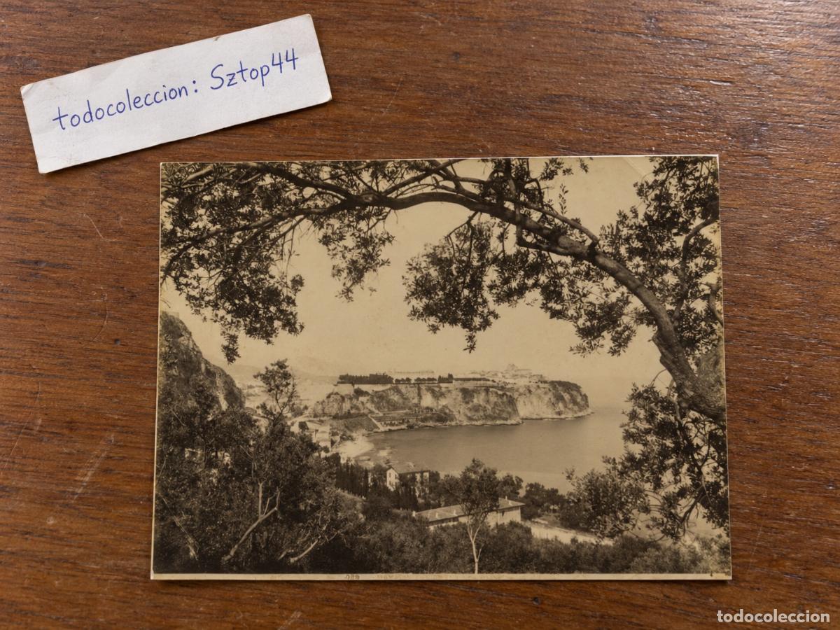 Fotograf&iacute;a antigua: Fotograf&iacute;a Antigua de &Eacute;poca - Le Rocher de Monaco, Vista entre los Oliviers por Jean Giletta - C. 19