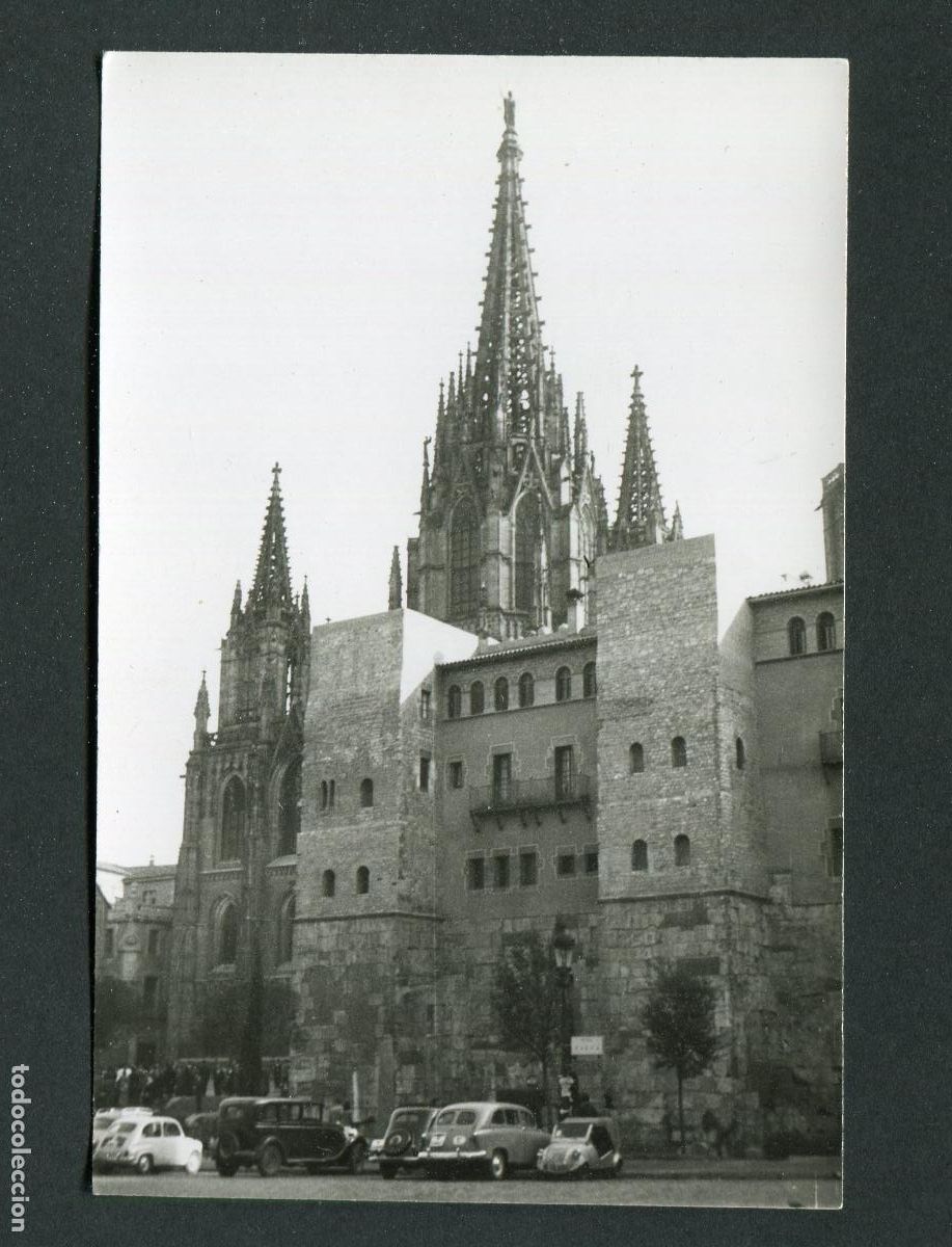 Fotograf&iacute;a antigua: BARCELONA. Plaza de la Catedral. Coches antiguos. ca.1950