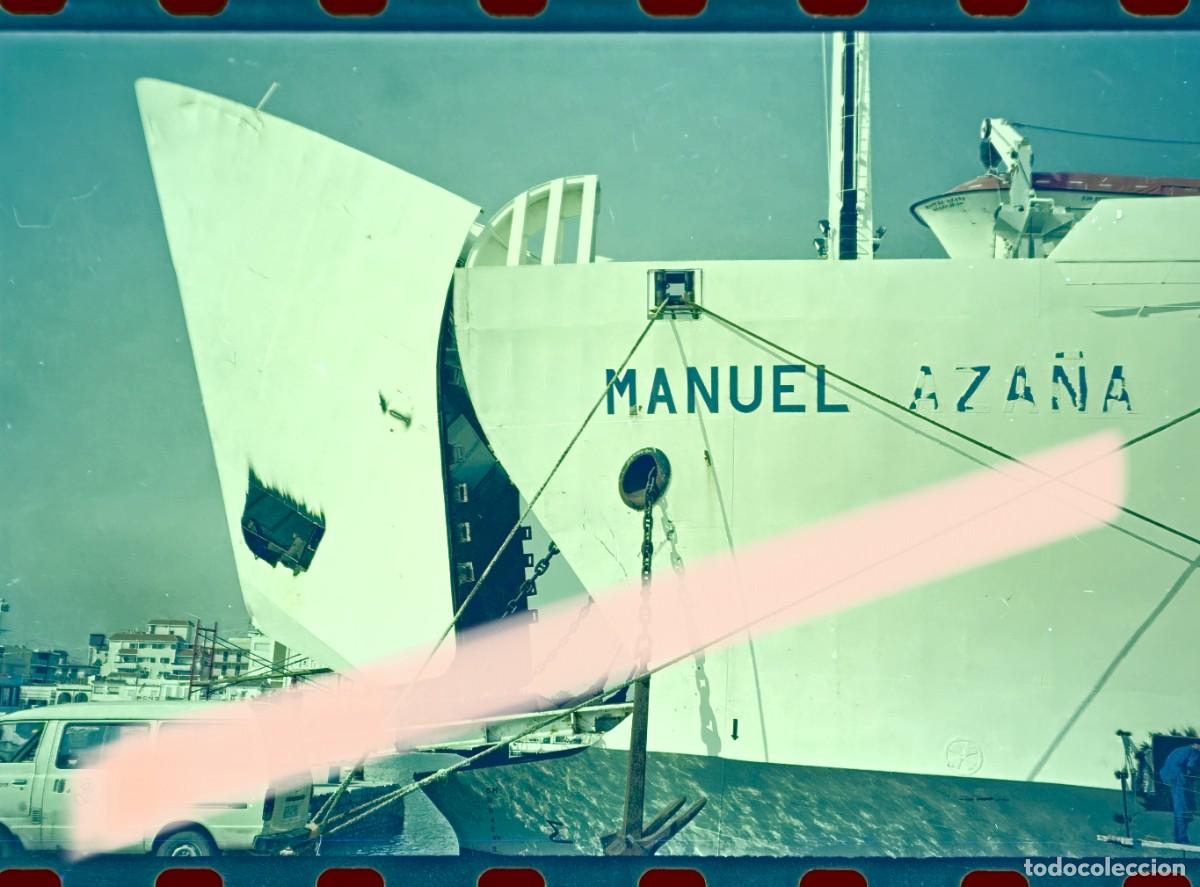 Fotograf&iacute;a antigua: Antiguo negativo de fotograf&iacute;a. Reparaci&oacute;n de la proa del barco Manuel Aza&ntilde;a. A&ntilde;os 90
