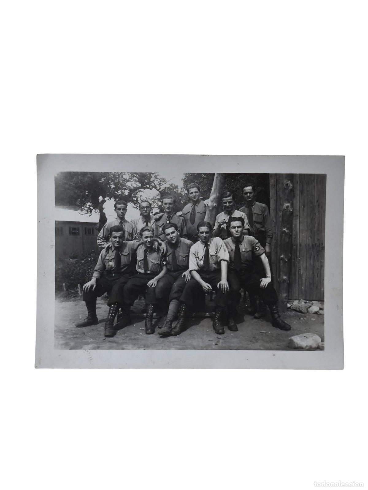 Fotograf&iacute;a antigua: Fotograf&iacute;a Antigua Retrato Grupo Militares / J&oacute;venes Uniformados Papel Velox c. 1930-1940 9x6 cm