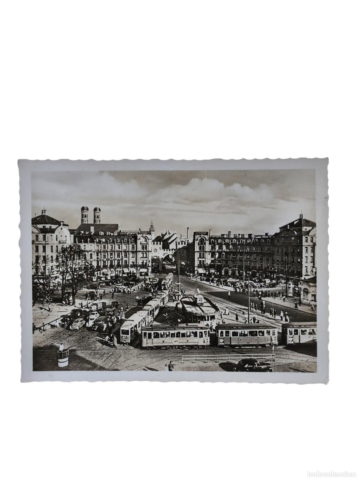Fotograf&iacute;a antigua: Fotograf&iacute;a Antigua M&uacute;nich Karlsplatz Karlstor Alemania Tranv&iacute;as Veh&iacute;culos Bordes Dentados c. 1930-19