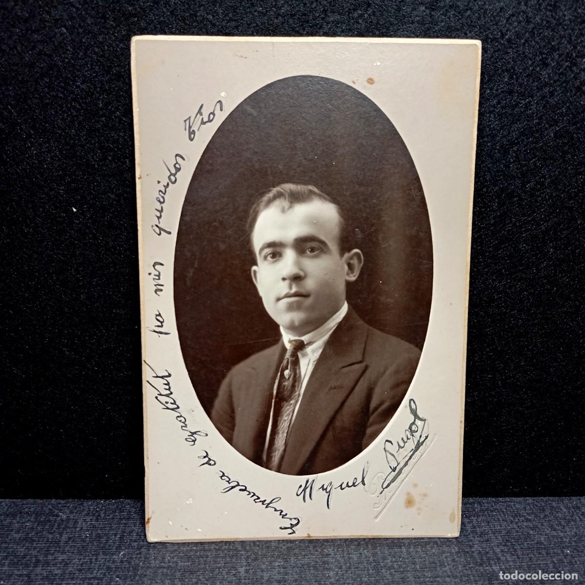 Fotograf&iacute;a antigua: Fotografia Antigua Retrato Hombre 1920s Modern Studi Pellicer Barcelona Dedicada Miquel Puyol