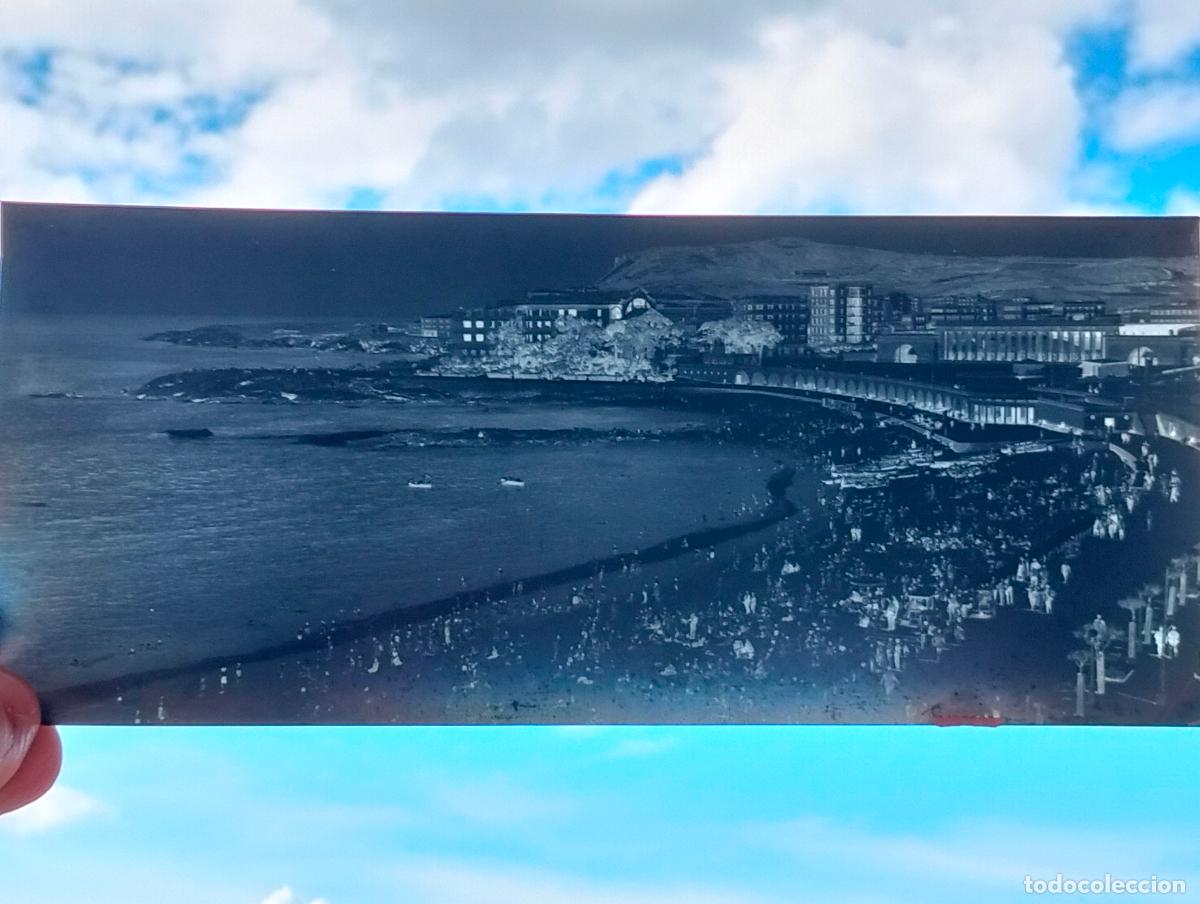 Alte Fotografie: LA CORU&Ntilde;A NEGATIVO CELULOIDE PARA POSTAL 9 X 21,5 CM