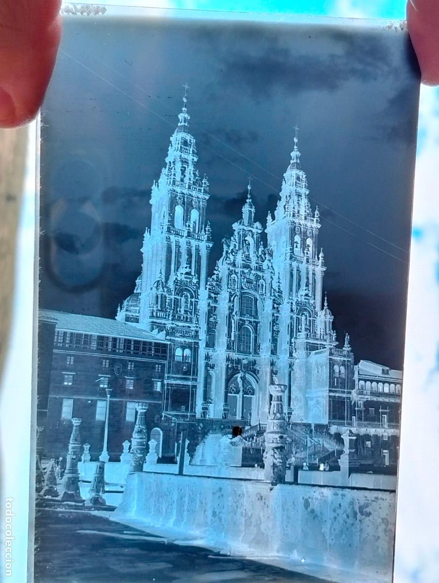Alte Fotografie: SANTIAGO DE COMPOSTELA NEGATIVO EN CRISTAL PARA POSTAL 12,5 X 17,5 CM