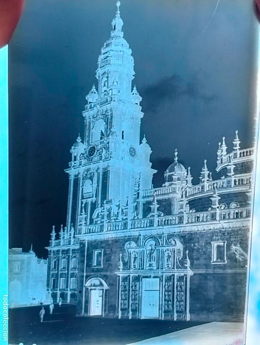 Fotograf&iacute;a antigua: SANTIAGO DE COMPOSTELA NEGATIVO EN CRISTAL PARA POSTAL 12,5 X 17,5 CM