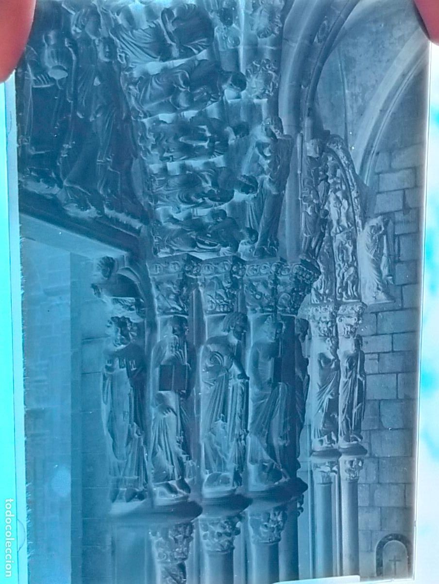 Antique Photography: SANTIAGO DE COMPOSTELA NEGATIVO EN CRISTAL PARA POSTAL 12,5 X 17,5 CM