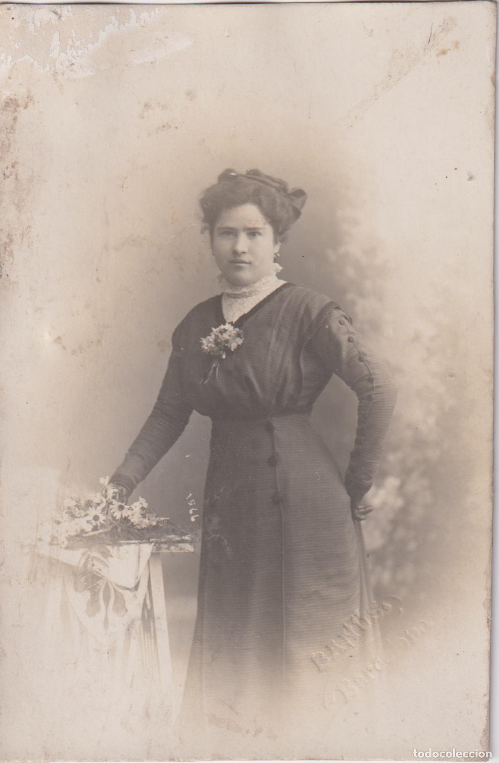 Fotograf&iacute;a antigua: ANTIGUO RETRATO DE ESTUDIO MUJER &ndash; FOTOGRAFO BAN&Uacute;S &ndash; BARCELONA &ndash; A&Ntilde;OS 1906/1908