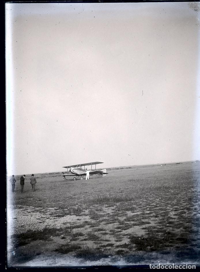 Fotograf&iacute;a antigua: AVIACION NEGATIVO DE CRISTAL FORMATO 12 X 9 cm.