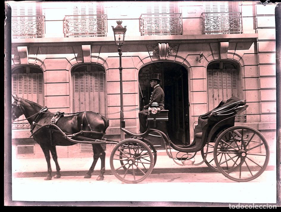 Fotograf&iacute;a antigua: ANTIGUO CARRUAJE NEGATIVO DE CRISTAL FORMATO 12 X 9 cm.