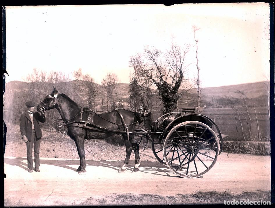Fotograf&iacute;a antigua: ANTIGUO CARRUAJE NEGATIVO DE CRISTAL FORMATO 12 X 9 cm.