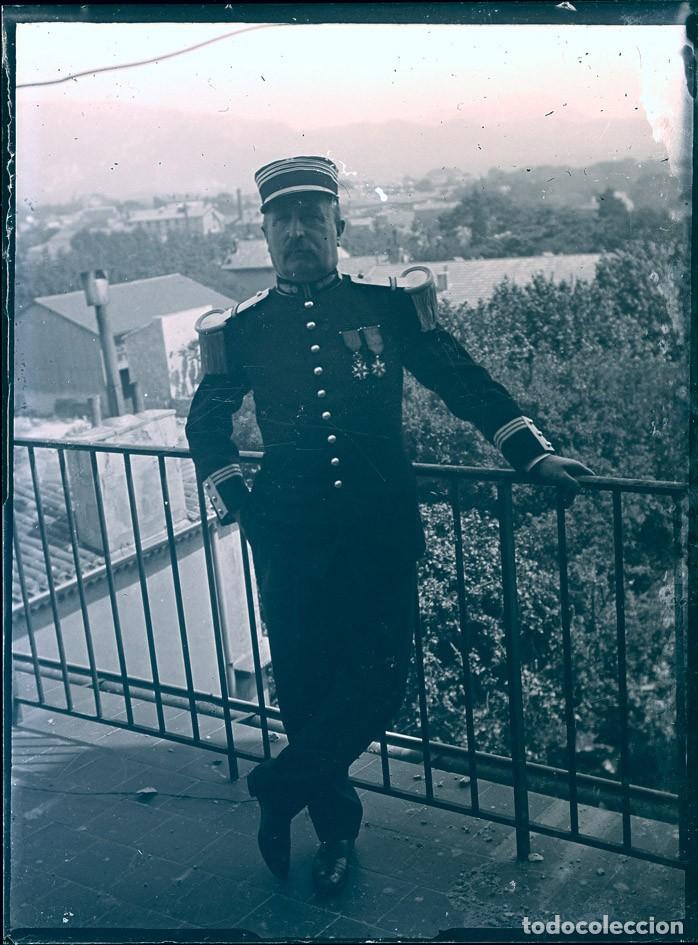 Fotograf&iacute;a antigua: MILITAR ANTIGUO NEGATIVO DE CRISTAL FORMATO 12 X 9 cm.