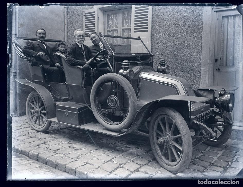 Fotograf&iacute;a antigua: AUTOMOVIL ANTIGUO NEGATIVO DE CRISTAL FORMATO 12 X 9 cm.