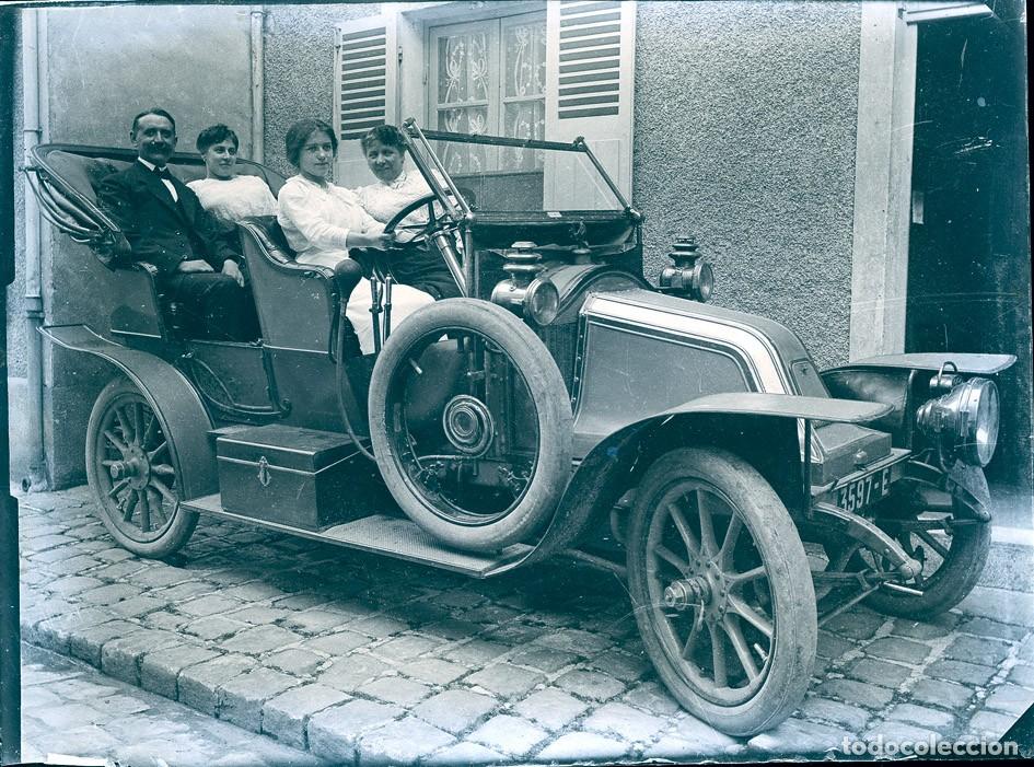 Fotograf&iacute;a antigua: AUTOMOVIL ANTIGUO NEGATIVO DE CRISTAL FORMATO 12 X 9 cm.