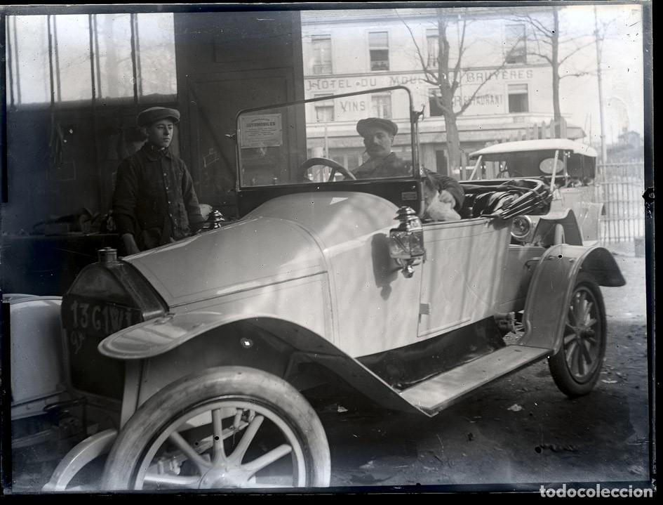 Fotograf&iacute;a antigua: AUTOMOVIL ANTIGUO NEGATIVO DE CRISTAL FORMATO 12 X 9 cm.