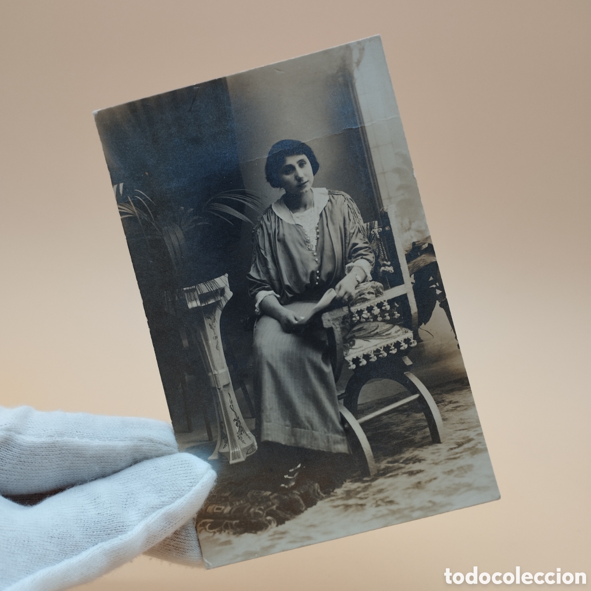 Fotograf&iacute;a antigua: Antigua tarjeta postal fotograf&iacute;a gelatinobromuro J. Garc&iacute;a Prats Barcelona manuscrito catal&aacute;n 1915