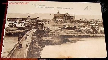 Fotografia antiga: ANTIGUA POSTAL DE CORDOBA - VISTA DESDE LA TORRE DE CARRAOLA - FOTOGRAFIA DE SE&Ntilde;AN - FOTOTIPIA DE HA
