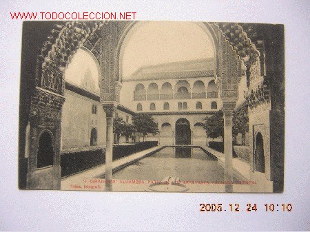 Fotograf&iacute;a antigua: Antigua postal de Granada, patio de los Arrayanes - Foto 1