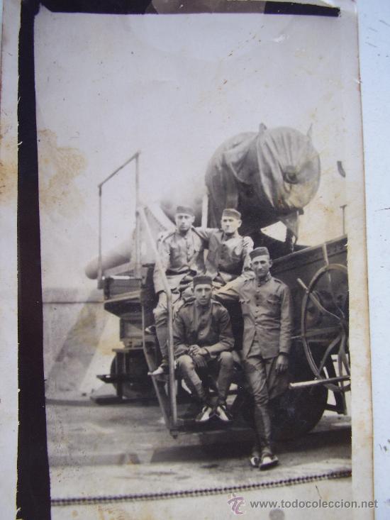 Fotograf&iacute;a antigua: FOTO MINUTERO DE MILITARES ARTILLEROS Y CA&Ntilde;ON, ARTILLERIA DE COSTA