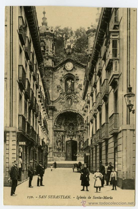 Fotograf&iacute;a antigua: tarjeta postal foto galarza san sebastian iglesia de santa maria sin circular