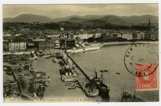 Fotograf&iacute;a antigua: tarjeta postal  san sebastian vista general desde el castillo de la mota