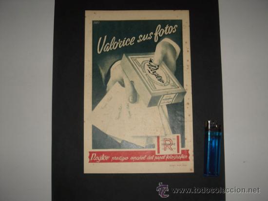 Fotografia antica: Publicidad original papel fotogr&aacute;fico REGTOR.