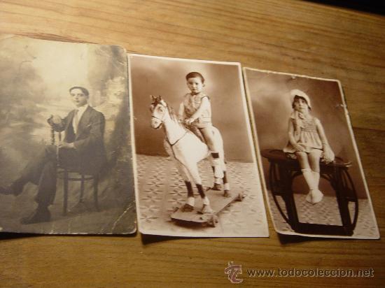 Antique Photography: 3 FOTOGRAFIAS ANTIGUAS DE NI&Ntilde;OS Y DE UN JOVEN CABALLERO. POST CARD. TARJETAS POSTALES. A&Ntilde;OS 30