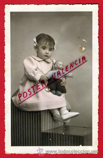 Antique Photography: FOTOGRAFIA, FOTO ANTIGUA, JUGUETE , NI&Ntilde;A CON MU&Ntilde;ECA ,ORIGINAL ,P66603