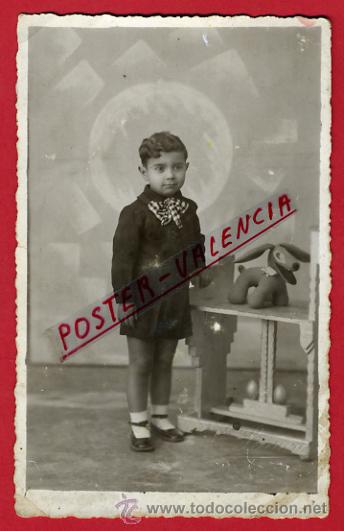 Antique Photography: FOTOGRAFIA, FOTO ANTIGUA, JUGUETE , NI&Ntilde;O CON PELUCHE, VALENCIA SORIANO ,ORIGINAL ,P66610