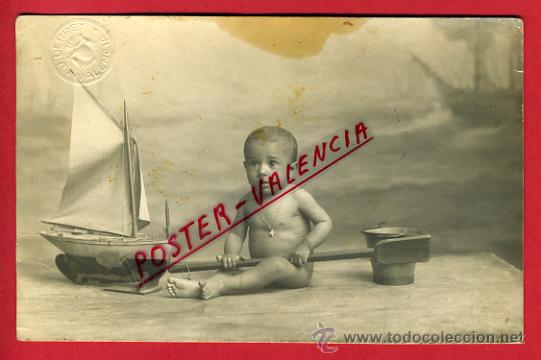 Antique Photography: FOTOGRAFIA, FOTO ANTIGUA, JUGUETE, NI&Ntilde;O DE PLAYA ,DERREY VALENCIA ,ORIGINAL ,P66650