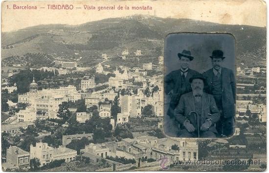 Antique Photography: 2031 -TIBIDABO-INTERESANTE MONTAJE FOGRAFICO- FOTO EN METAL DE 4,5x6,5 CM INCORPORADA A LA POSTAL