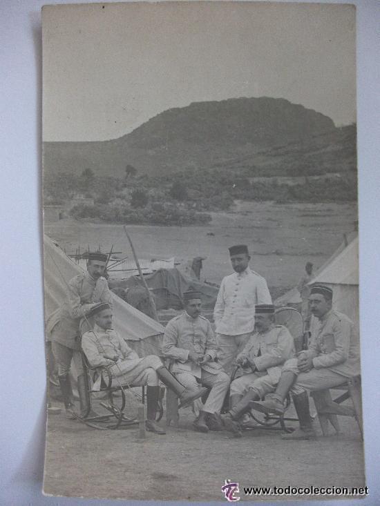 Antique Photography: GUERRA &Aacute;frica : FOTO DE OFICIALES DE RAYADILLO Y GORROS PANADEROS, DISTINTOS CUERPOS