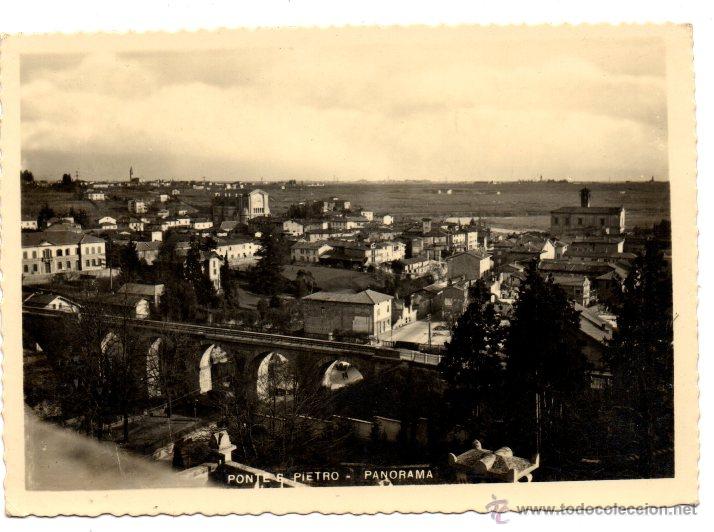 Alte Fotografie: FOTOGRAFIA TARJETA POSTAL BERGAMO ITALIA 1953, PONTE S. PIETRO 14,5 X 10 CM CIRCULADA POSTE ITALIANE