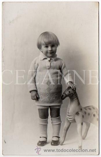 Alte Fotografie: RETRATO NI&Ntilde;O. JUGUETE CABALLITO. KID PORTRAIT WITH TOY.