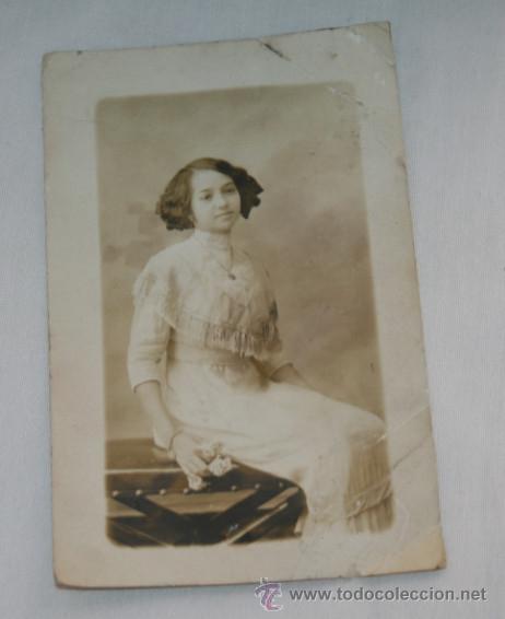Antique Photography: BONITA FOTOGRAFIA ANTIGUA DE UNA CHICA, ANGELA SALA LA HABANA MARZO 1912, FOTOGRAFO DEL PINO Y DURAN
