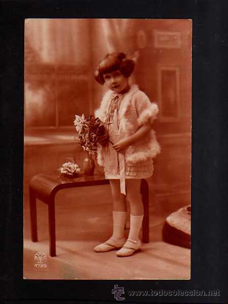 Alte Fotografie: Postal fotogr&aacute;fica de una ni&ntilde;a. Circulada 1925