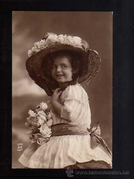 Alte Fotografie: Postal fotogr&aacute;fica ni&ntilde;a. Circulada