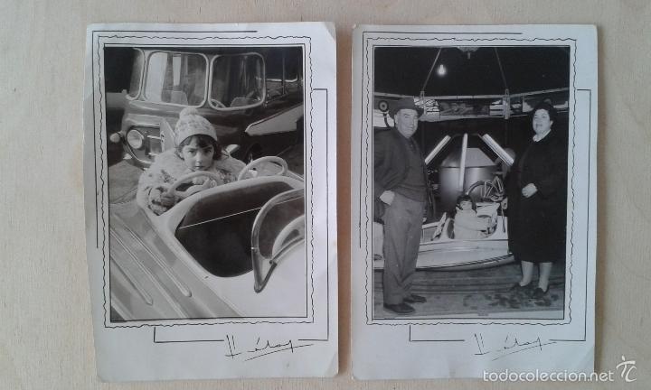 Fotograf&iacute;a antigua: Lote 2 fotos antiguas -- Tem&aacute;tica Parque de atracciones a&ntilde;os 50 -- Espa&ntilde;a -- Abuelos y nieta --