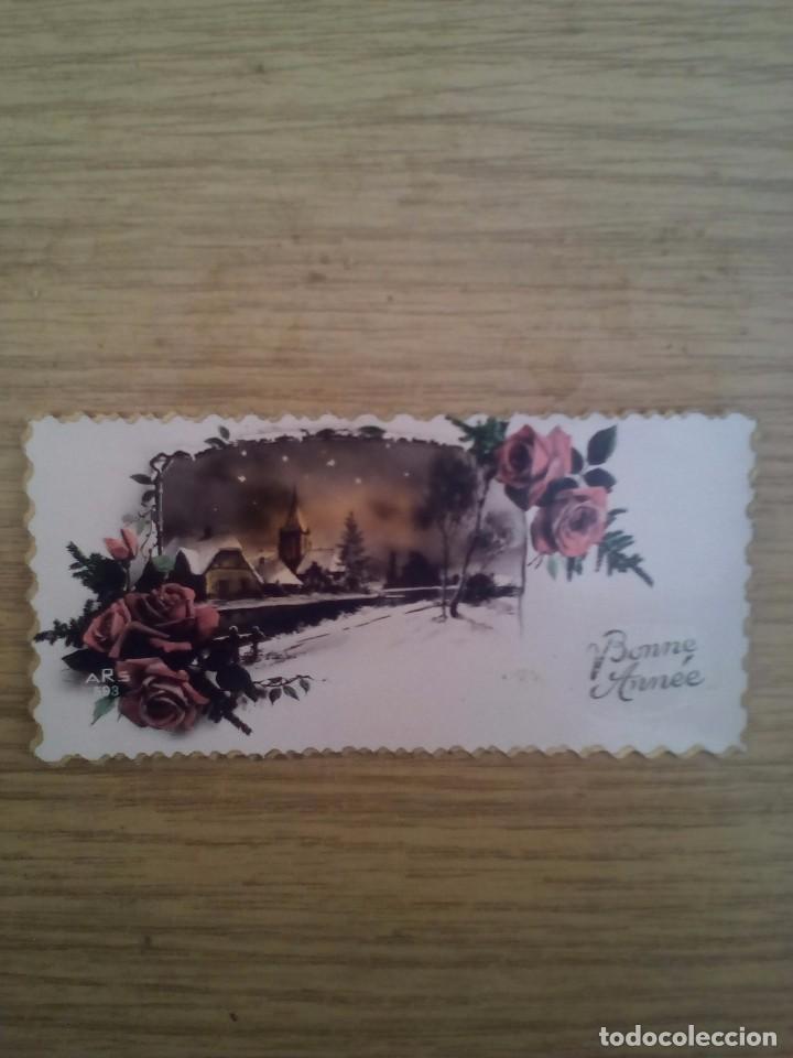 Fotografia antiga: tarjeta de felicitacion de navidad del a&ntilde;o 41 peque&ntilde;a pintada
