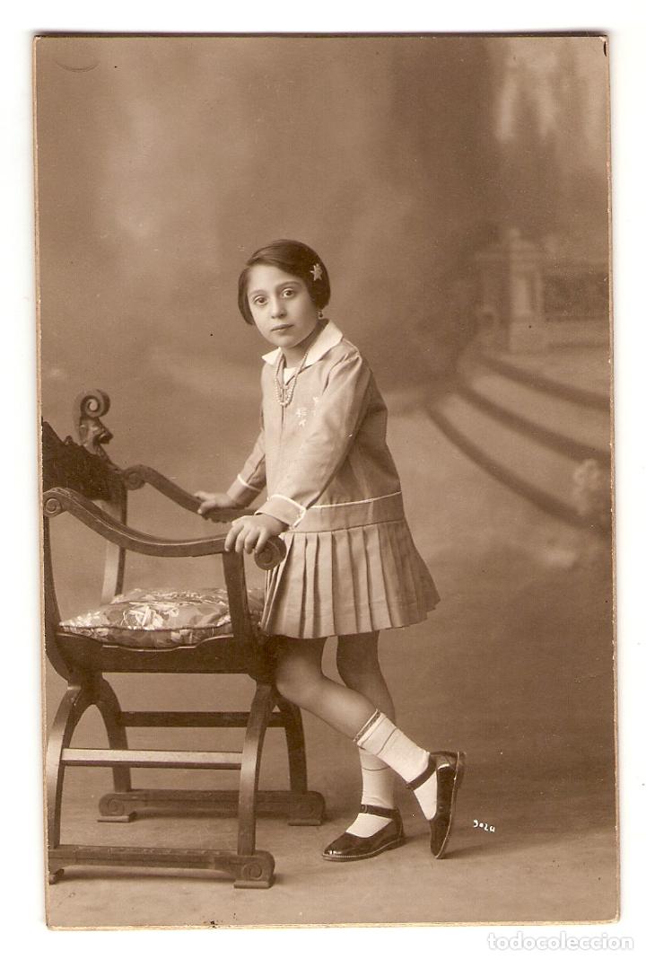 Alte Fotografie: POSTAL ANTIGUA - RETRATO DE NI&Ntilde;A - MEDIDAS 13,5 x 8,8 - FOT&Oacute;GRAFO PHOTO-RAPHAEL