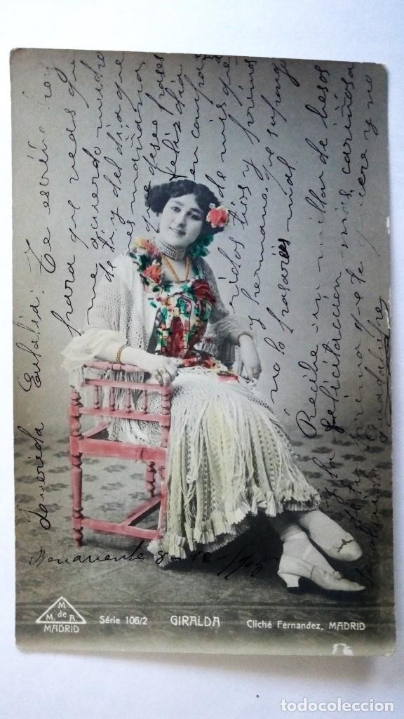 Alte Fotografie: ANTIGUA FOTOGRAFIA, SE&Ntilde;ORITA GIRALDA POSANDO SENTADA CON MANTO DE MANILA A&Ntilde;O 1905, FOTO FERNANDEZ