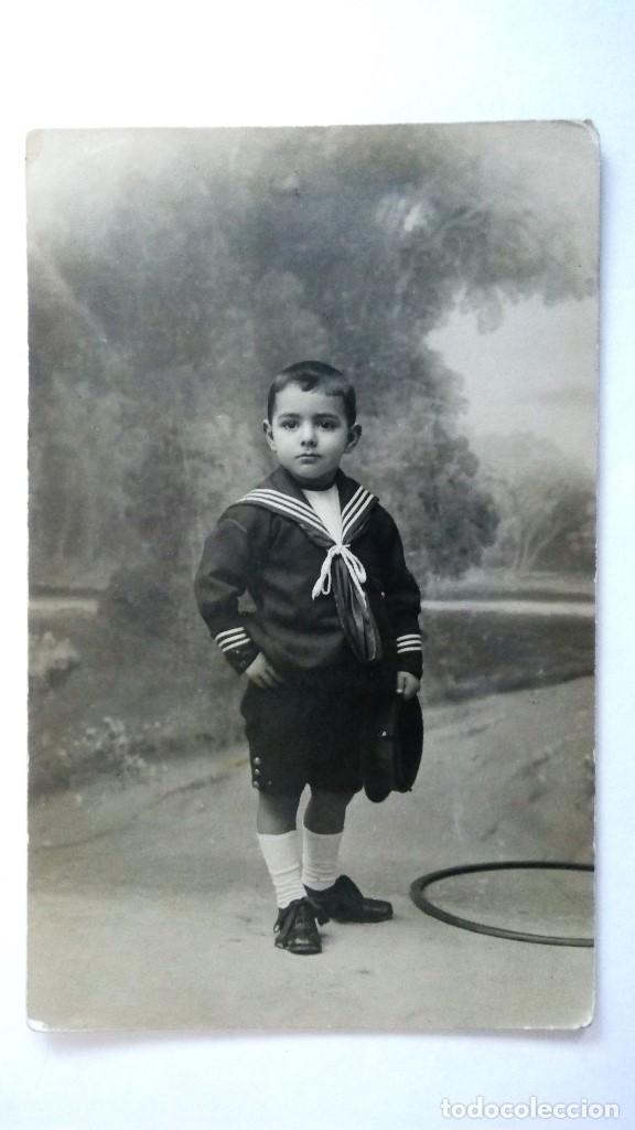 Alte Fotografie: ANTIGUA FOTOGRAFIA, NI&Ntilde;O VESTIDO DE MARINERO