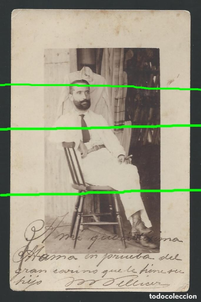 Fotograf&iacute;a antigua: RETRATO. EN LA TIENDA. M. PELLICER. DEDICADA A SU QUERID&Iacute;SIMA MAMA... FOT&Oacute;GRAFO DESCONOCIDO.